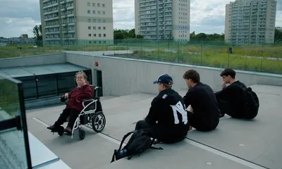 Mirosława Gajewska, Accessibility Ambassador at SGH, at the rooftop of the Hub of Innovation