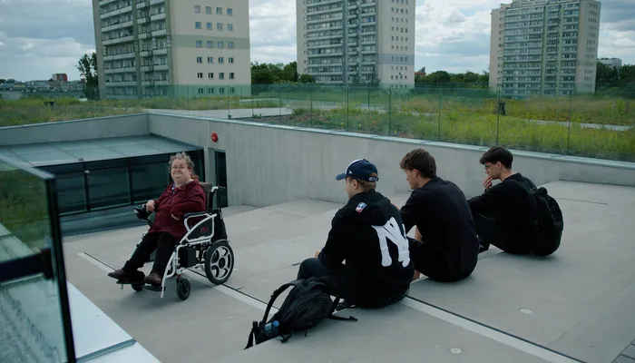 Mirosława Gajewska, Accessibility Ambassador at SGH, at the rooftop of the Hub of Innovation