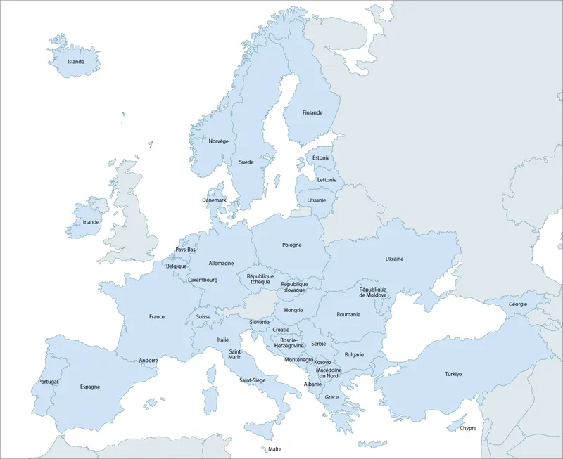 43 pays membres carte