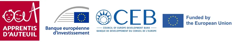 Logos Apprentis d'Auteuil BEI CEB InvestEU