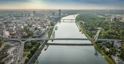 Aerial view of the Danube in Bratislava