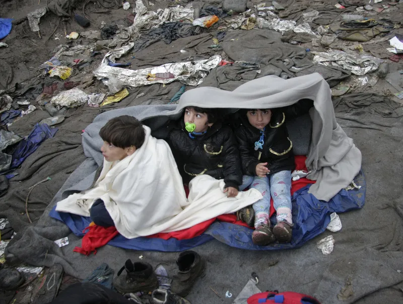 Migrants waiting at the border